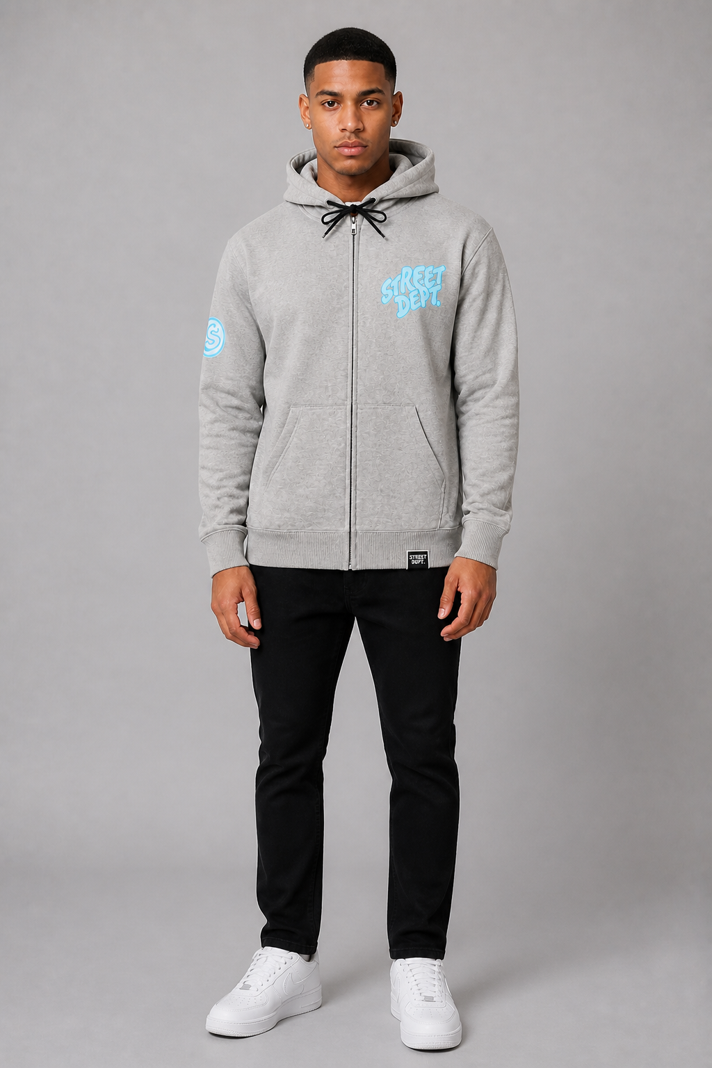 Street Department Wavey Print Zip-up Hoodie
