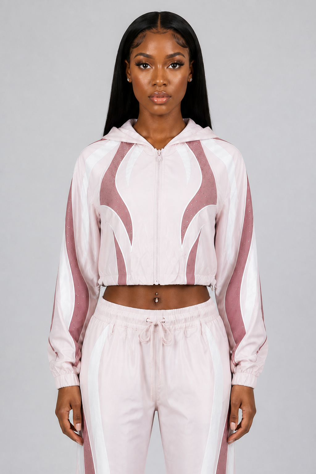 Smoke Rise Women's Rhinestone Panel Windbreaker Set