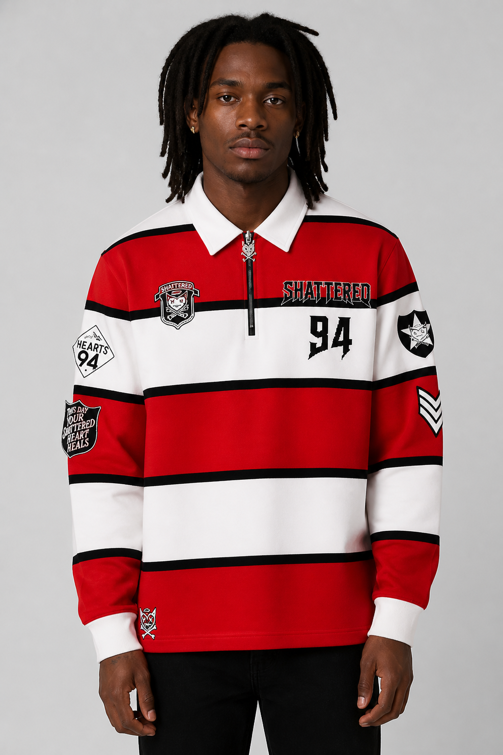 Shattered Hearts Knited Rugby Long Sleeve