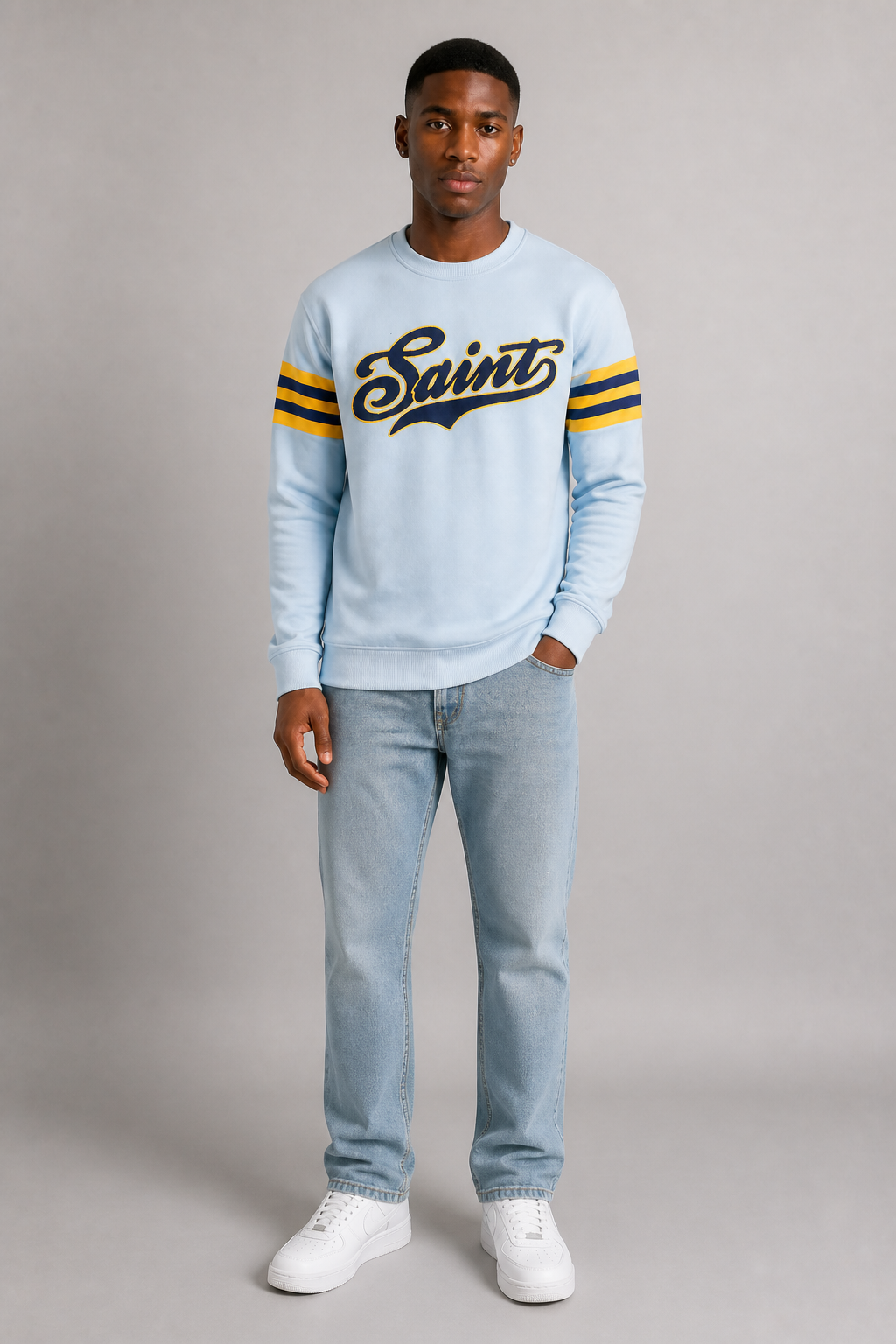 Black Pike Saint Fleece Sweater - Baby Blue