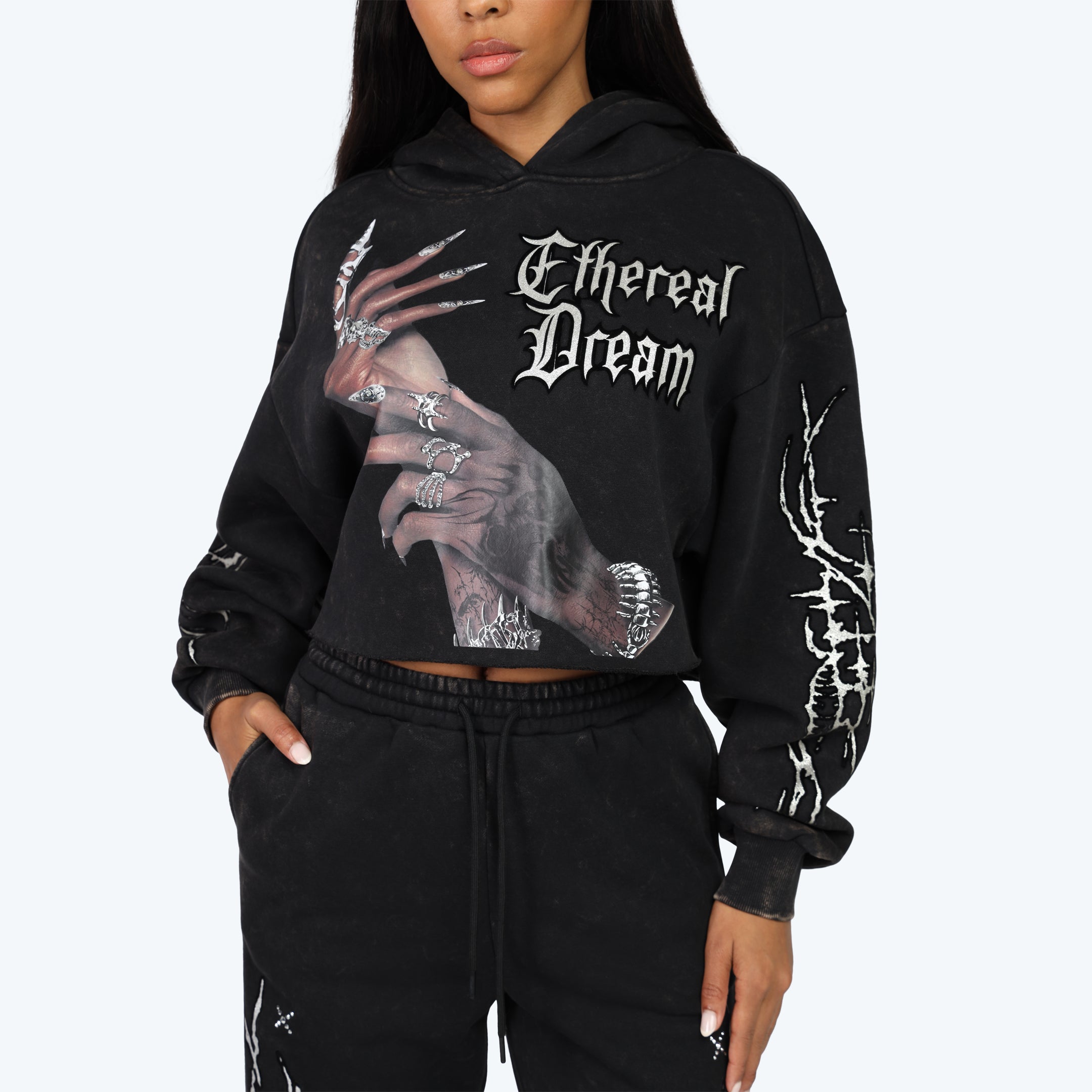 Smoke Rise Women's "Ethereal Dream" Crop Fleece Hoodie