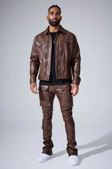 Jordan Craig "Thriller" Skinny Ross  Stacked Cargo Leather Pants