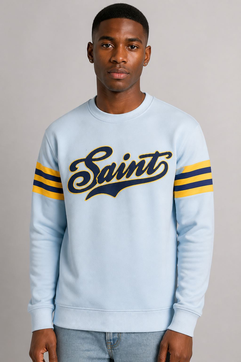 Black Pike Saint Fleece Sweater - Baby Blue