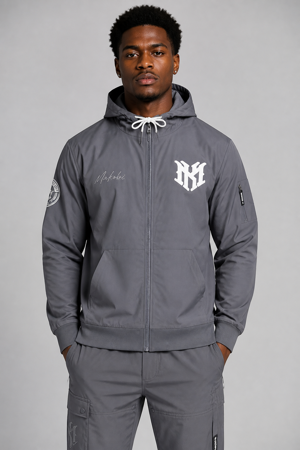Makobi "Adorni Elite Club" Nylon Windbreaker Zip-up Hoodie Jacket