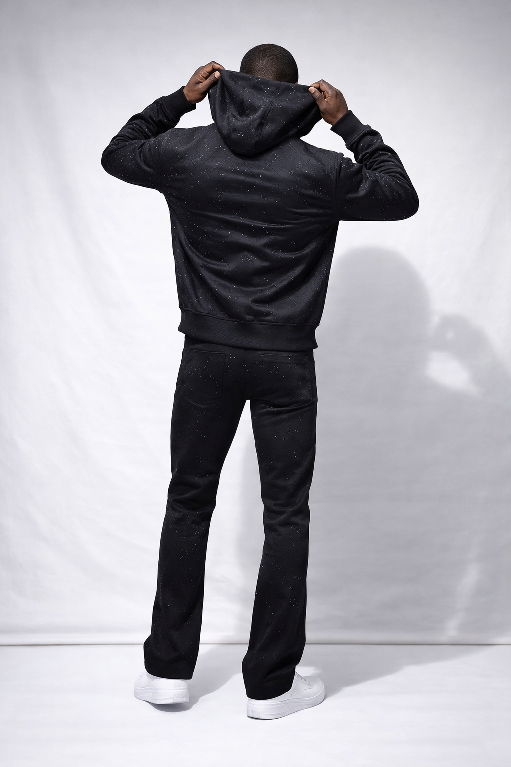 Liquid Crystal Wax Zip-up Rhinestone Hoodie