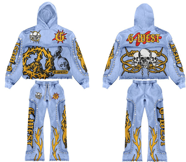 G West French Terry Rhinestone Jogging Set