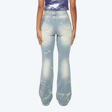 Smoke Rise Rhinestone Jean Trucker Jacket & Pinching Stack Pants