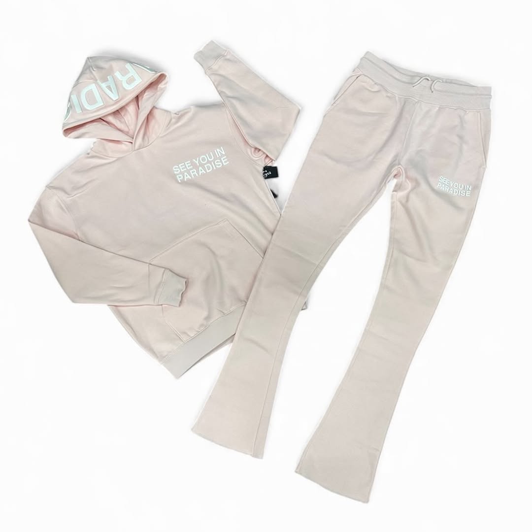 See You In Paradise Fleece Hoodie & Stacked Pants Jogging Suits