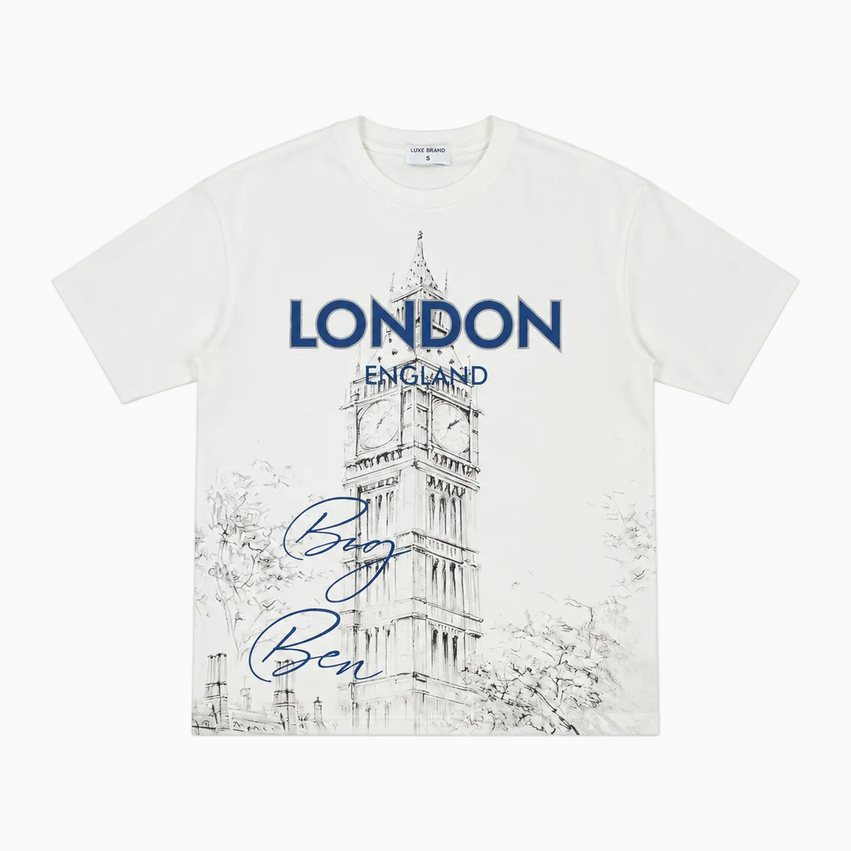 Luxe "London" Tee - White/Blue