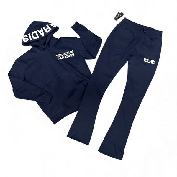 See You In Paradise Fleece Hoodie & Stacked Pants Jogging Suits