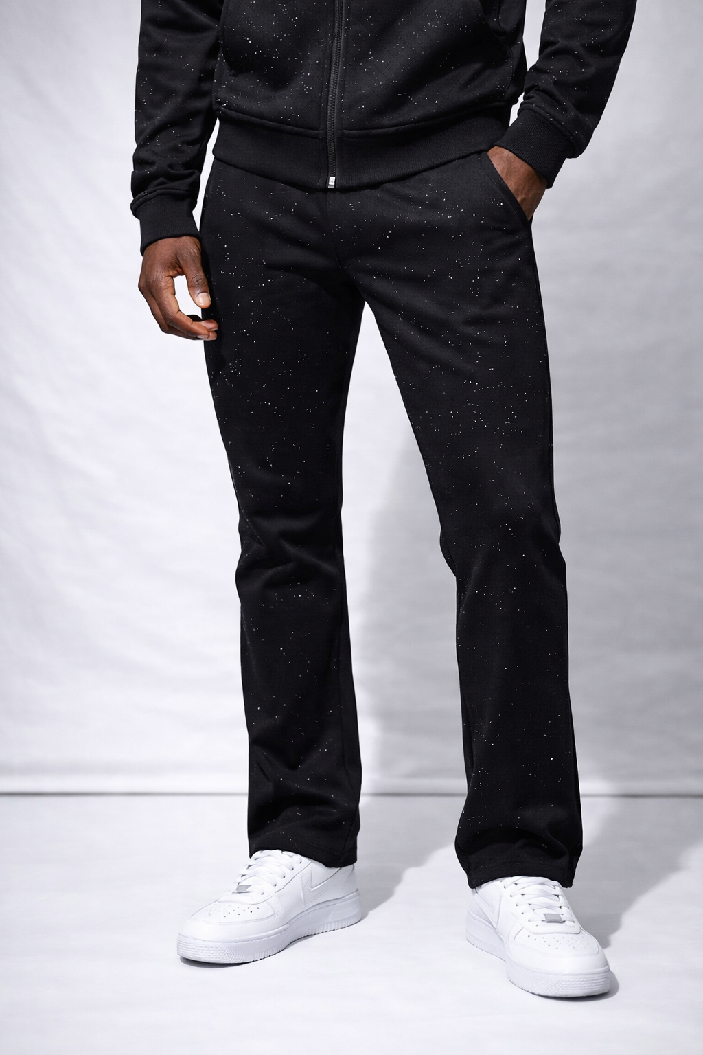 Liquid Crystal Wax Stacked Rhinestone Jeans