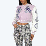 Smoke Rise "Tapestry" Crop Fit Varsity Jacket