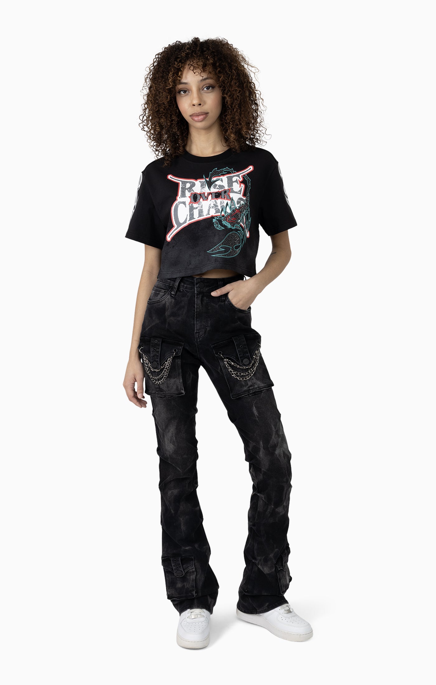 Smoke Rise Women's High Rise Boot Jean with Chain
