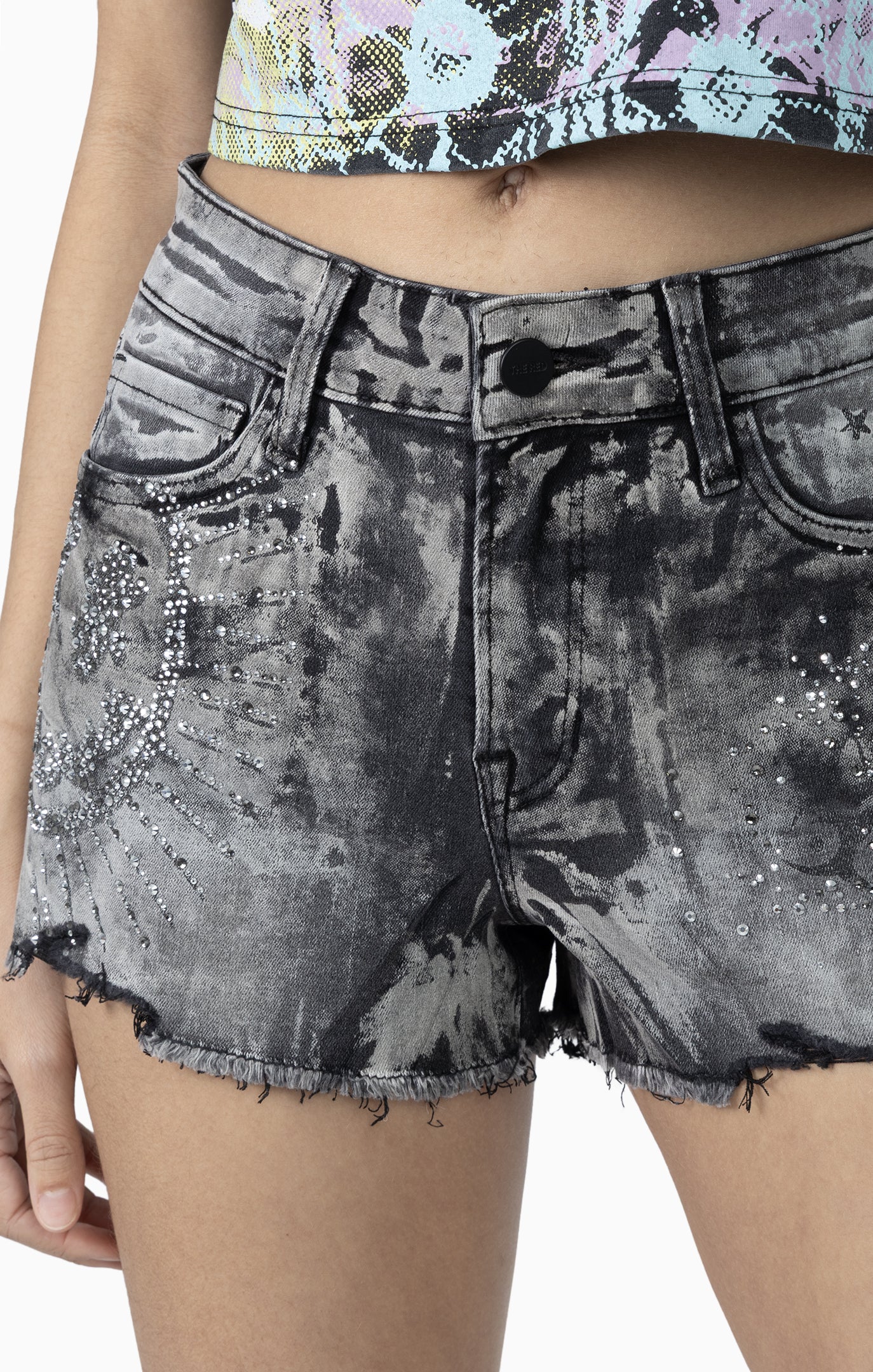 Smoke Rise Women's Mid Rise Smiley Face Hot Shorts