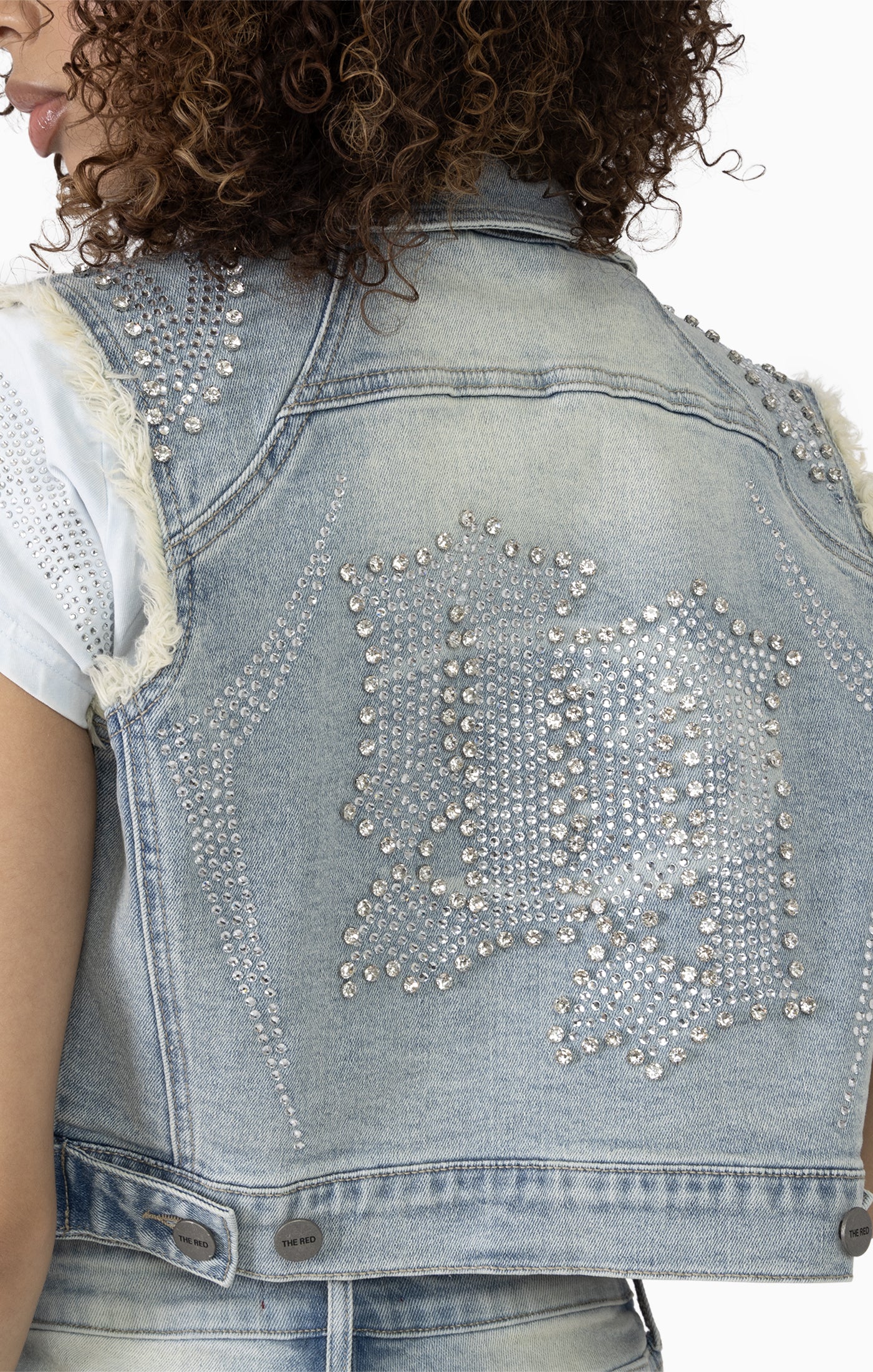 Smoke Rise Women's Rhinestone Cropped Trucker Vest & Slouch Shorts Set