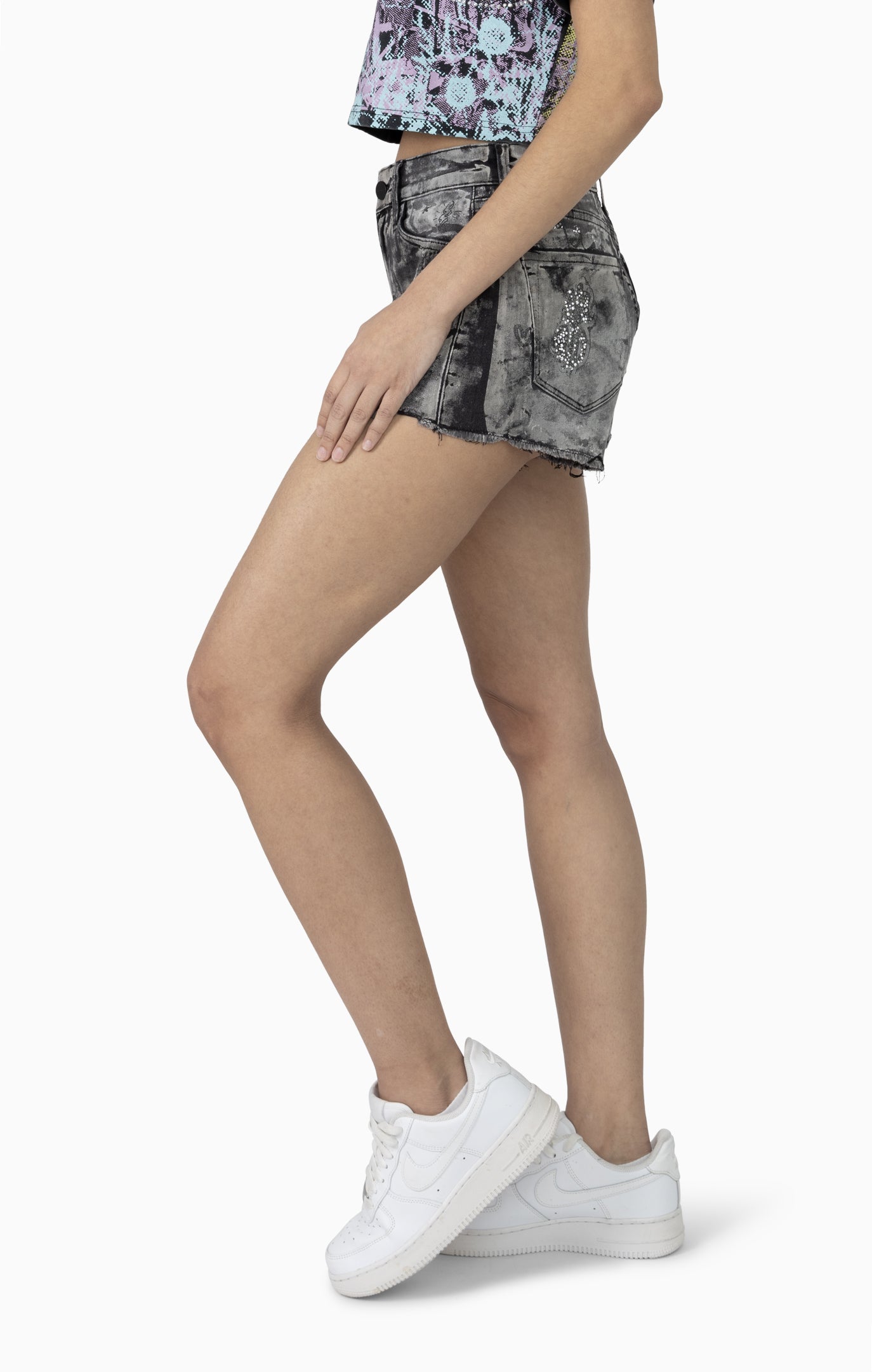 Smoke Rise Women's Mid Rise Smiley Face Hot Shorts