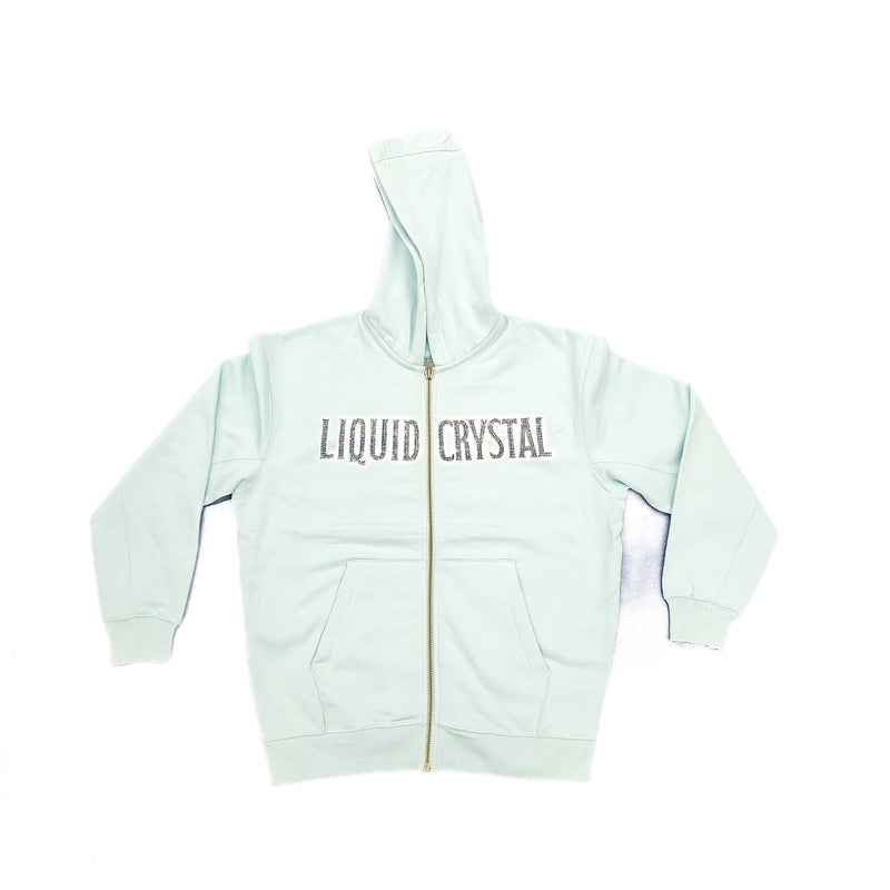 Liquid Crystal "Seahorse" Rhinestone Zip-up Hoodie