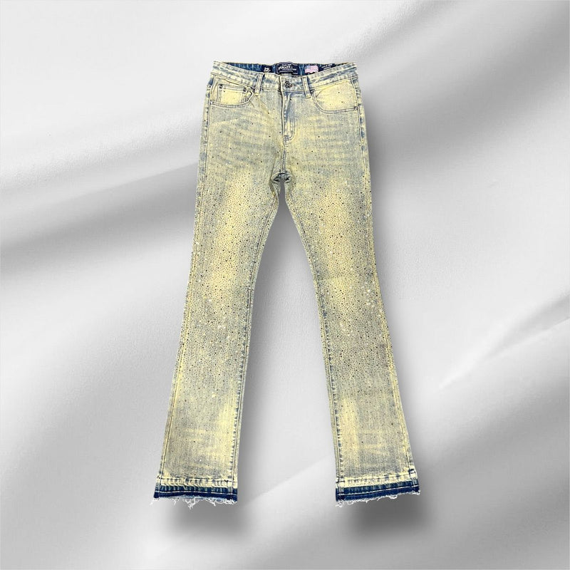Damati Rhinestone Stacked Denim Jeans