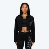 Smoke Rise Embroidered Jean Trucker Jacket Pinching Stack Set