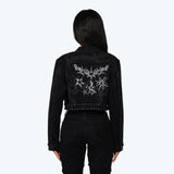 Smoke Rise Embroidered Jean Trucker Jacket Pinching Stack Set