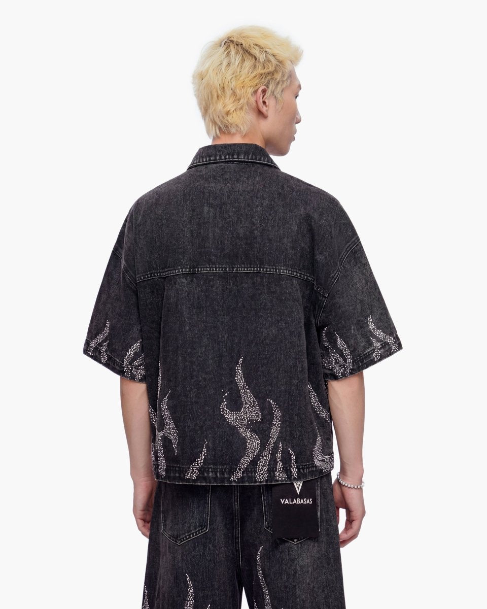 Valabasas "Torch" Denim Woven Zip-up Shirt