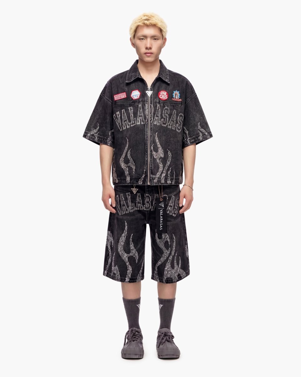 Valabasas "Torch" Denim Woven Zip-up Shirt