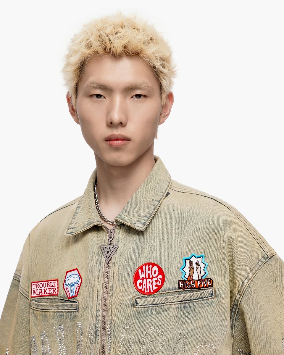 Valabasas "Torch" Denim Woven Zip-up Shirt