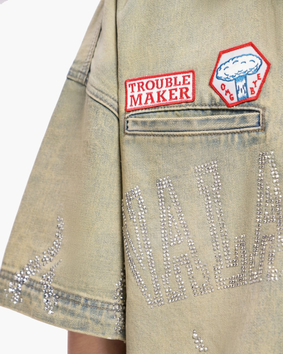 Valabasas "Torch" Denim Woven Zip-up Shirt