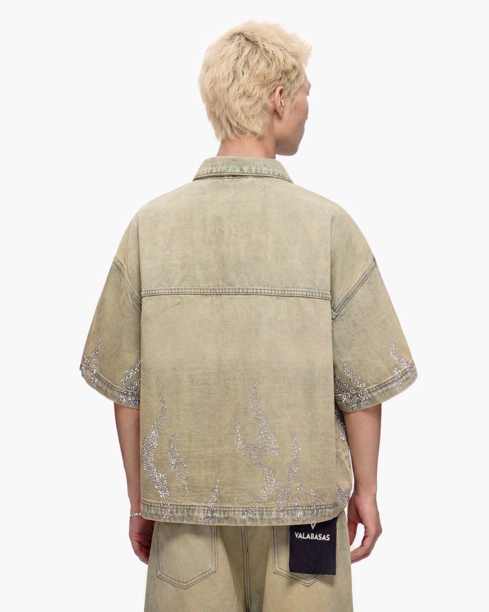 Valabasas "Torch" Denim Woven Zip-up Shirt